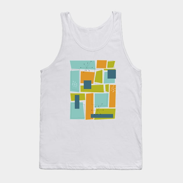 Abstract Rectangles Turquoise Orange Green Mid Century Tank Top by OrchardBerry